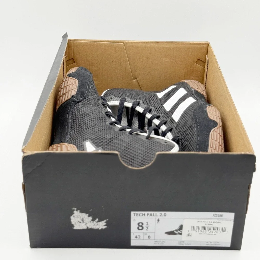 Adidas Tech Fall 2.0 Wrestling Shoes Size‎ 8.5 Mens Black/White/Gum FZ5388, NEW